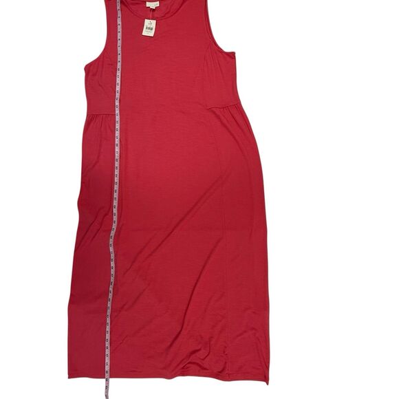 NEW J JILL Sleeveless Knit Maxi Tank Dress Large Pomegranate Pink Minimalist - Picture 12 of 13